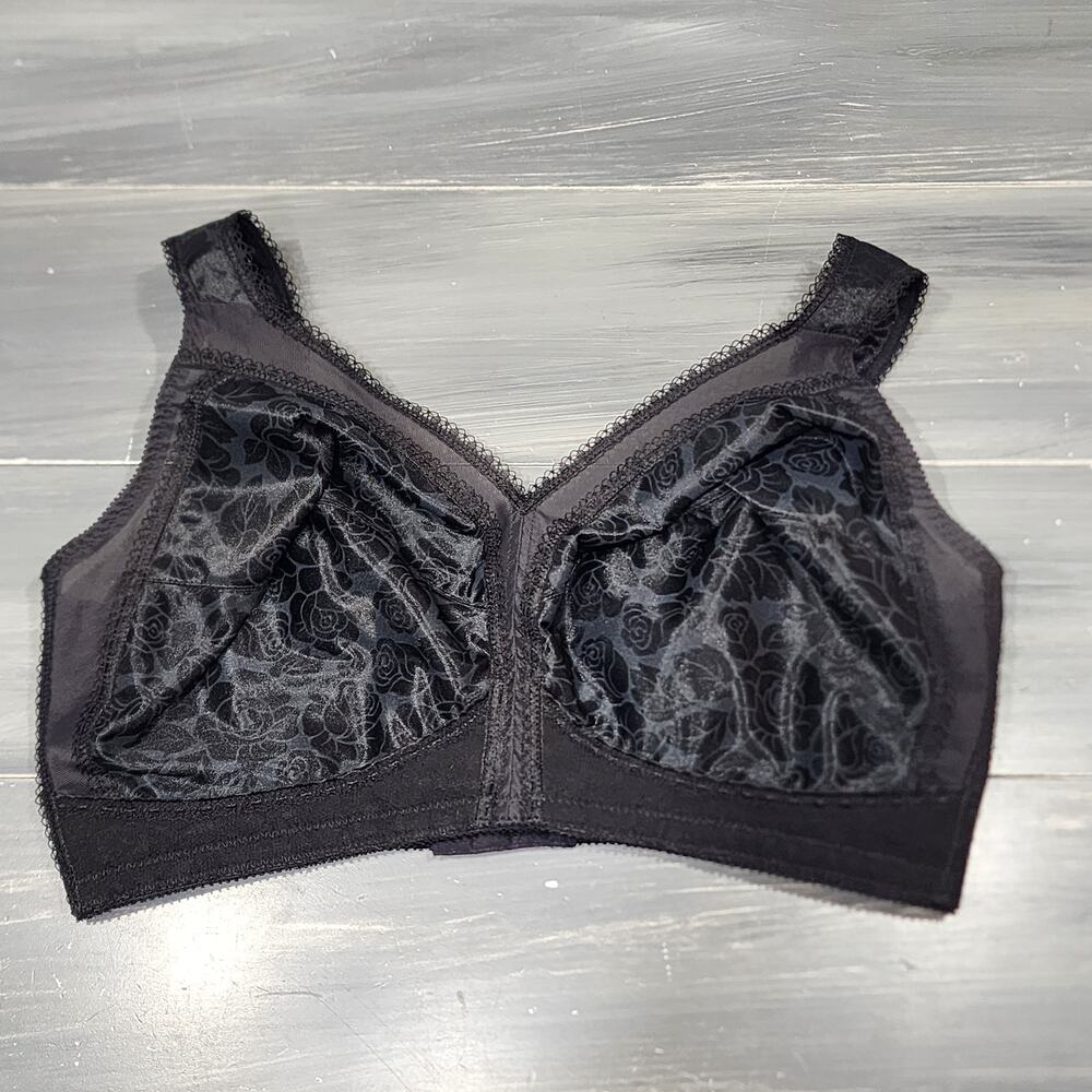 Underscore Bra 40DD Satin Wireless Unlined Full Coverage‎ Comfort Straps Black